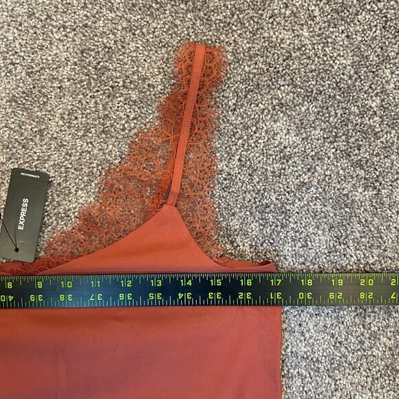 Express Womens Satin Lace Strap V-Neck Downtown Cami Desert Rose Size XS NWT $44 - Picture 11 of 16